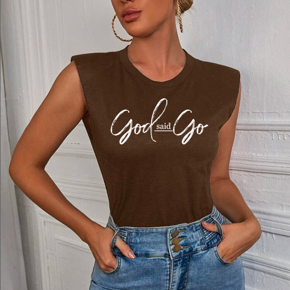 God Said Go Shoulder Pad Sleeve Tee